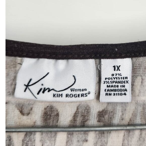 Kim Rogers Animal Print Top Womens Plus Size 1X - Picture 3 of 3